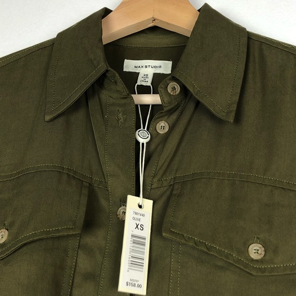 New MAX STUDIO jumpsuit olive green button up - Picture 6 of 8